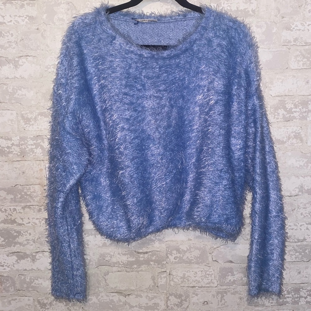 light blue fur sweater